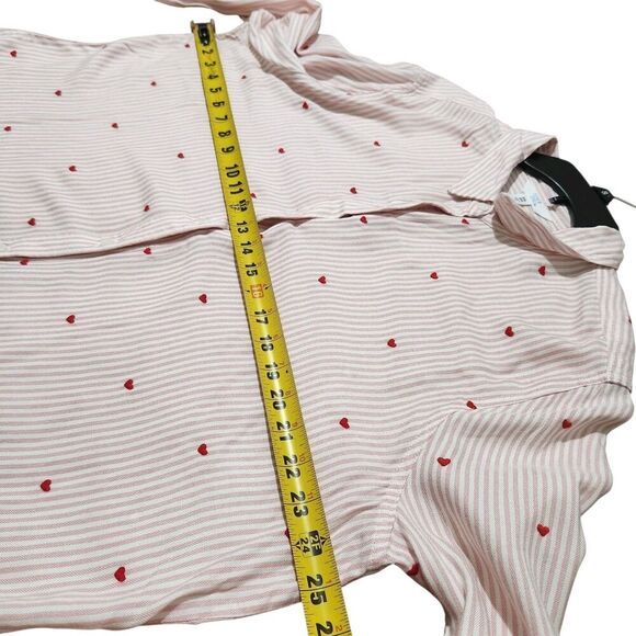 Time And tru Shirt Size XXL Pink Striped Embroidered Hearts - Picture 6 of 12